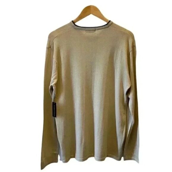 PT nternational Linen Sweater V Neck Pullover Lightweight Beige Size Large NWT - Picture 2 of 15